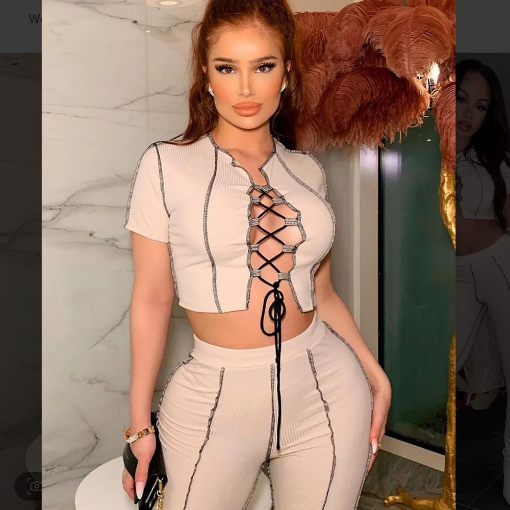 FashionNova It’s A Vibe Pant  Set - Size Large